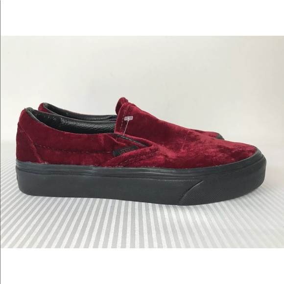 Vans Classic Slip-On Velvet Oxblood Sneakers NWB - Picture 2 of 7